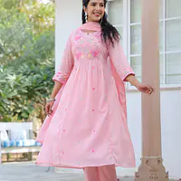 BEAUTIFUL HAND EMBROIDERED MUL COTTON SUIT SET - 40