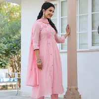 BEAUTIFUL HAND EMBROIDERED MUL COTTON SUIT SET - 42