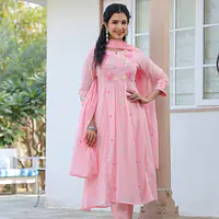 BEAUTIFUL HAND EMBROIDERED MUL COTTON SUIT SET