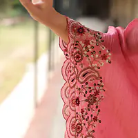 EMBROIDERED PURE ZARI TISSUE KAFTAN - 40 - OFF WHITE