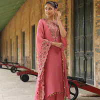 EMBROIDERED PURE ZARI TISSUE KAFTAN - 42 - LIGHT LAVENDER