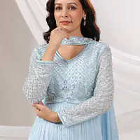LONG ANARKALI IN HANDWORK - White - 42
