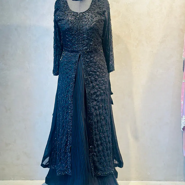 LONG ANARKALI HANDWORK SKIRT SET
