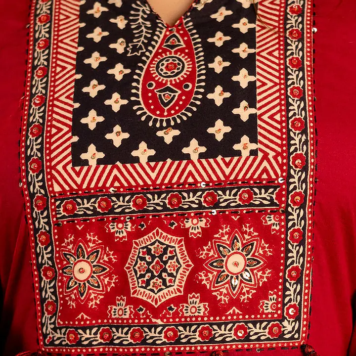 AJRAKH PRINT SUIT SET - Red - 40