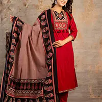 AJRAKH PRINT SUIT SET - Red - 42