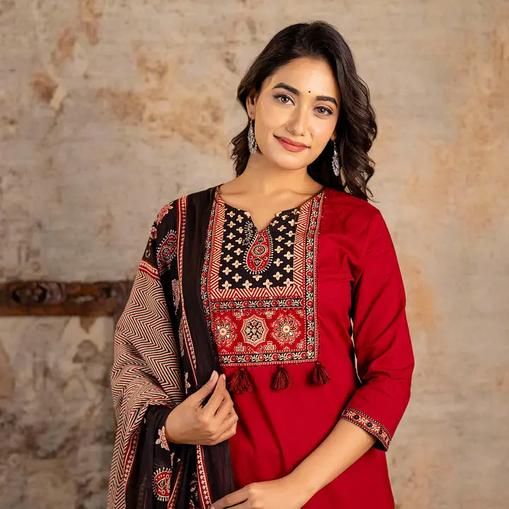 AJRAKH PRINT SUIT SET - Black - 40