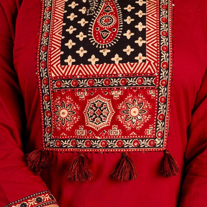 AJRAKH PRINT SUIT SET - Black - 46