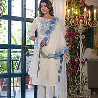 EMBROIDERED COTTON SUIT SET - 38