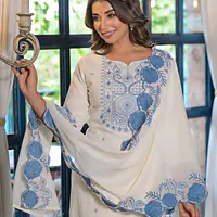 EMBROIDERED COTTON SUIT SET - 42