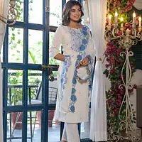 EMBROIDERED COTTON SUIT SET