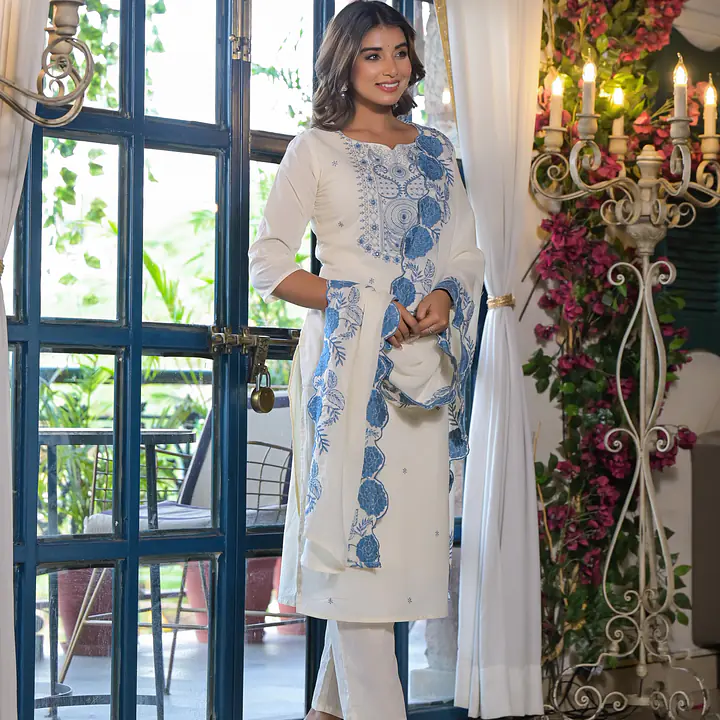 EMBROIDERED COTTON SUIT SET
