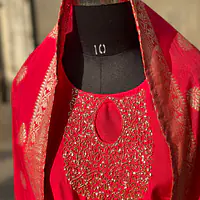 BANARASI STRAIGHT HANDWORK SUIT SET