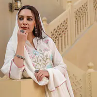 BEAUTIFUL MUL COTTON EMBROIDERED SUIT SET - Yellow - 42