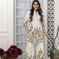 FLORAL PRINT CO-ORD SET - GREEN FLOWER PRINT - 38