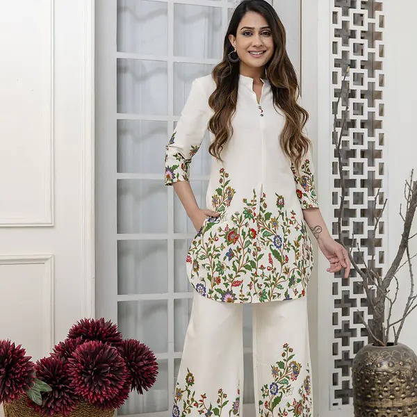 FLORAL PRINT CO-ORD SET - GREEN FLOWER PRINT - 38
