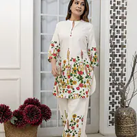 FLORAL PRINT CO-ORD SET - YELLOW FLOWER PRINT - 38