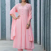 BEAUTIFUL MUL COTTON EMBROIDERED SUIT SET - 38 - Sea green