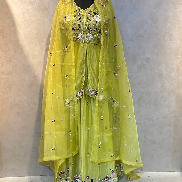 INDO-FUSION PEPLUM LEHNGA SET - Mehndi Green - 38