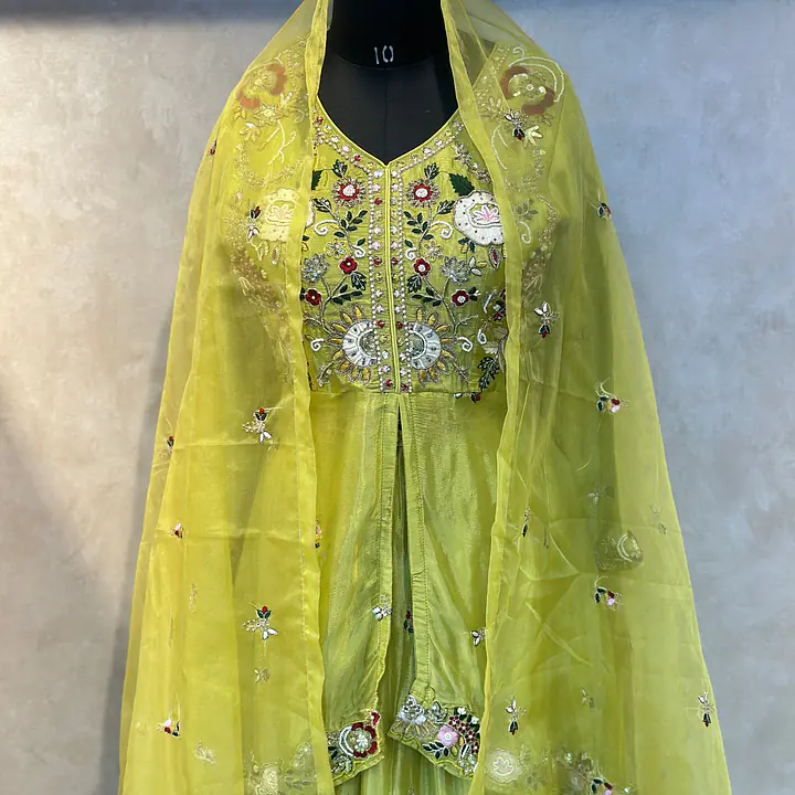 INDO-FUSION PEPLUM LEHNGA SET - Blue - 38
