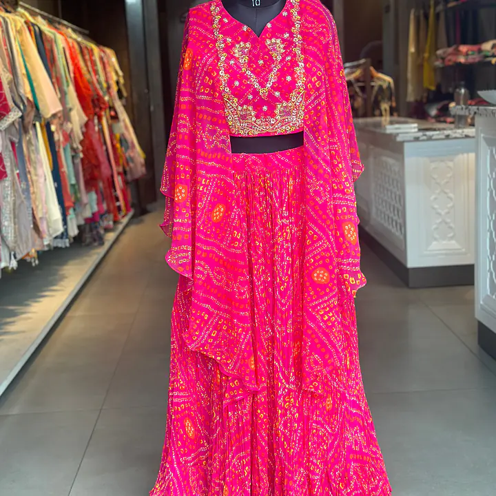 INDO-FUSION BHANDEJ LEHNGA SET
