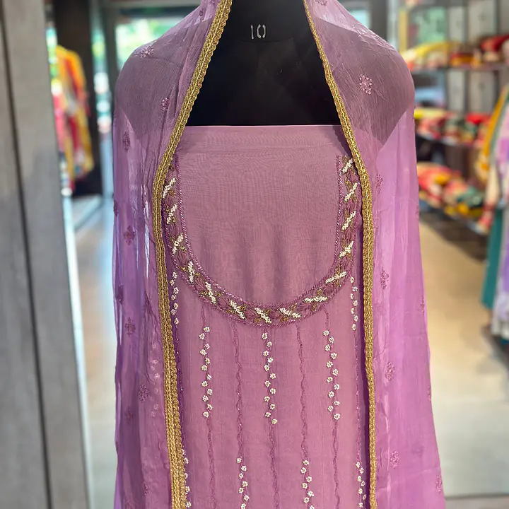 PURE ORGANZA HANDWORK SUIT SET