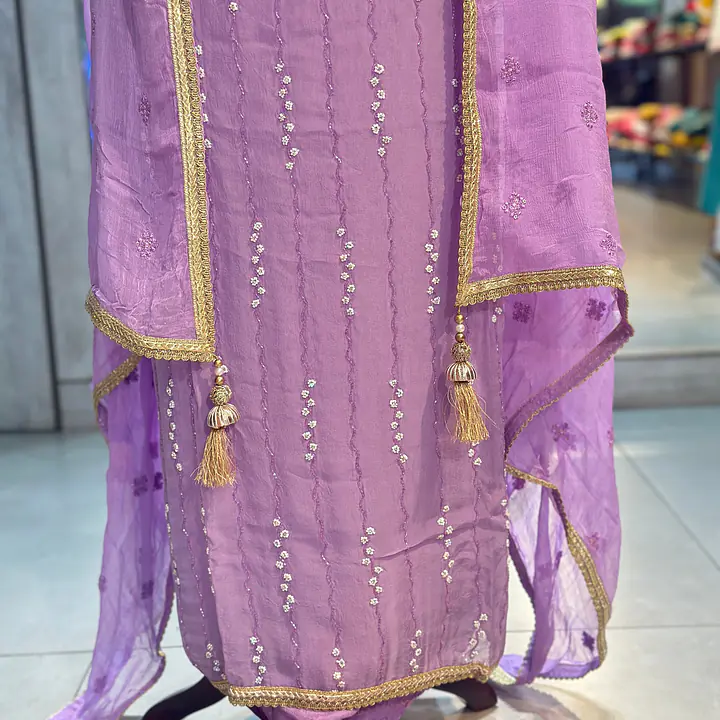 PURE ORGANZA HANDWORK SUIT SET