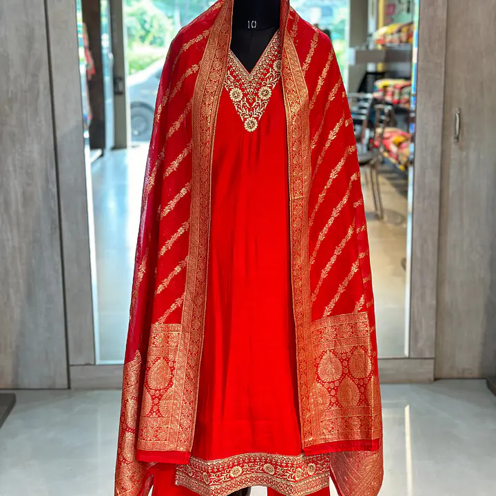 BANARASI STRAIGHT SUIT SET - 38