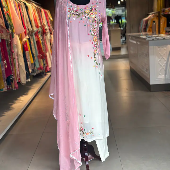 HAND EMBROIDERED STRAIGHT SUIT SET - 38
