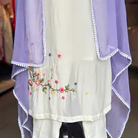 EMBROIDERED PURE CHINON SUIT SET - 42