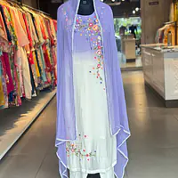 EMBROIDERED PURE CHINON SUIT SET - 44