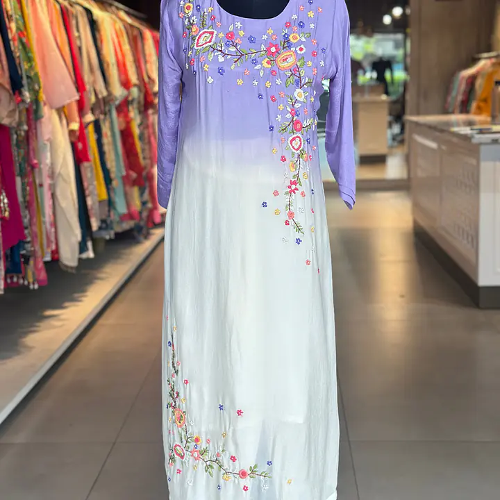 EMBROIDERED PURE CHINON SUIT SET