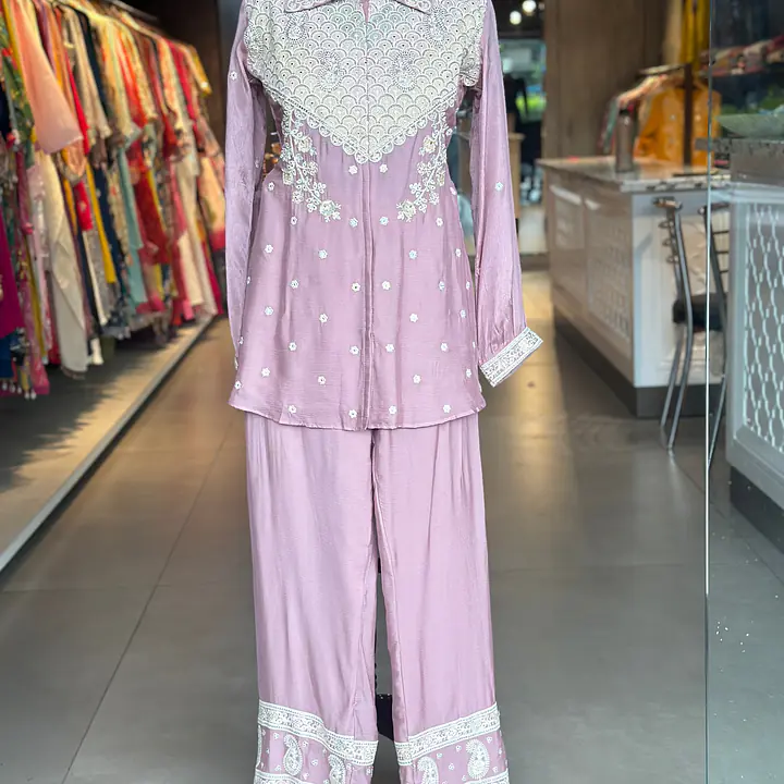 PURE CHINON HANDWORK CO-ORD SET - 40 - Lavender