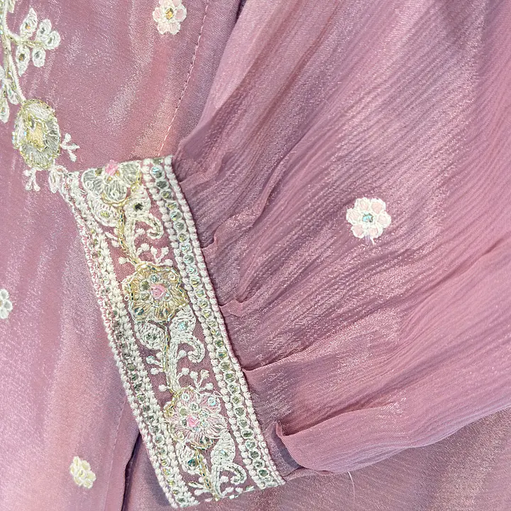 PURE CHINON HANDWORK CO-ORD SET - 40 - Light Peach