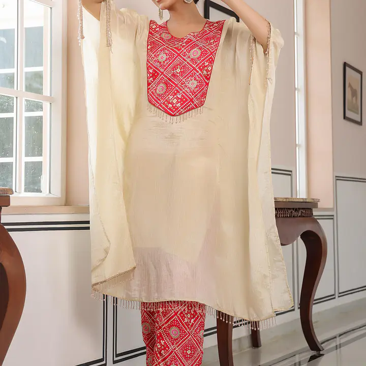 PURE ZARI TISSUE KAFTAN SET - 42