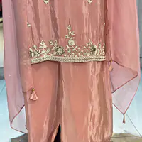 PURE ZARI TISSUE HANDWORK STRAIGHT SUIT SET - 42