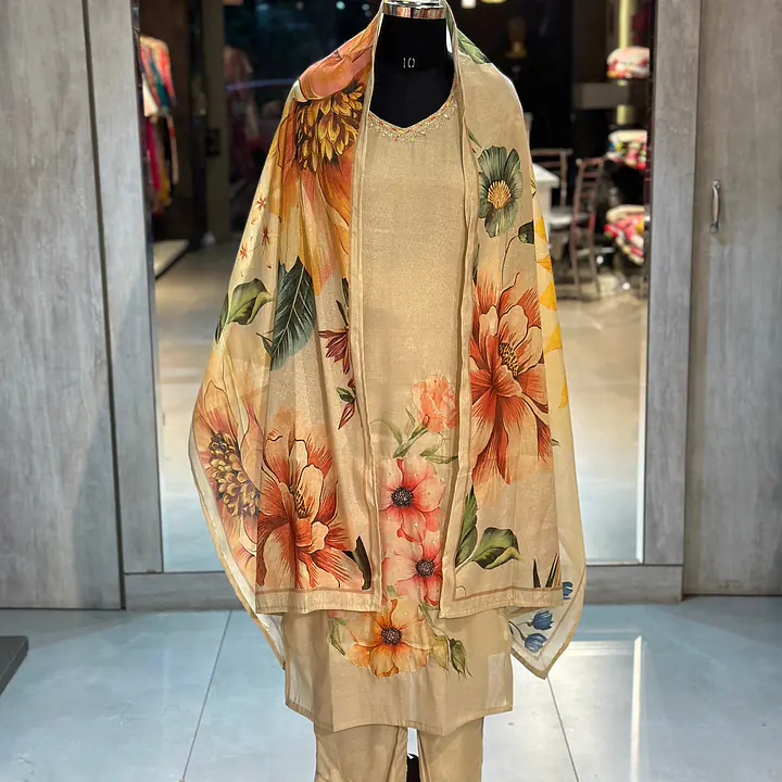 ZARI TISSUE HANDWORK SUIT SET - 40