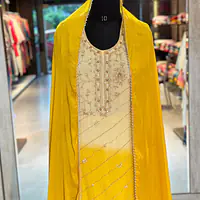 PURE CHINON HANDWORK STRAIGHT SUIT - 42