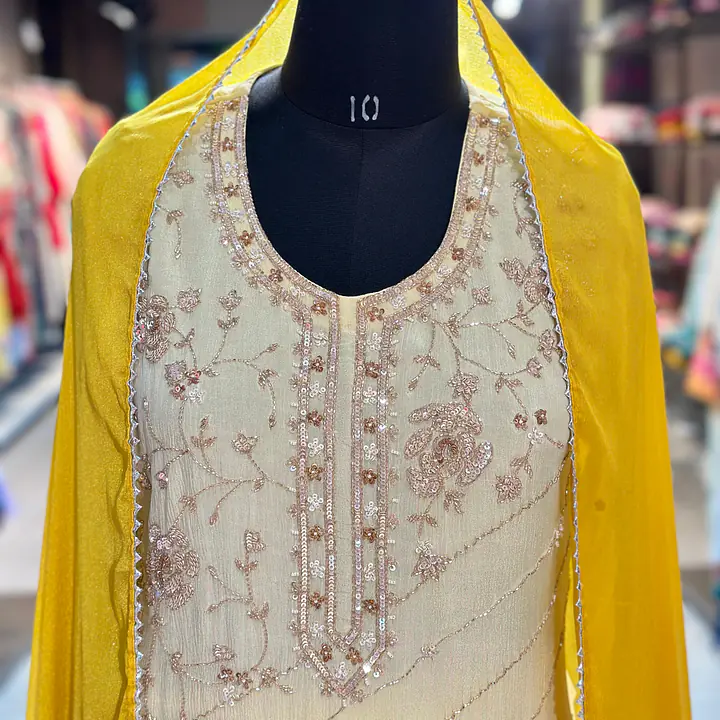 PURE CHINON HANDWORK STRAIGHT SUIT