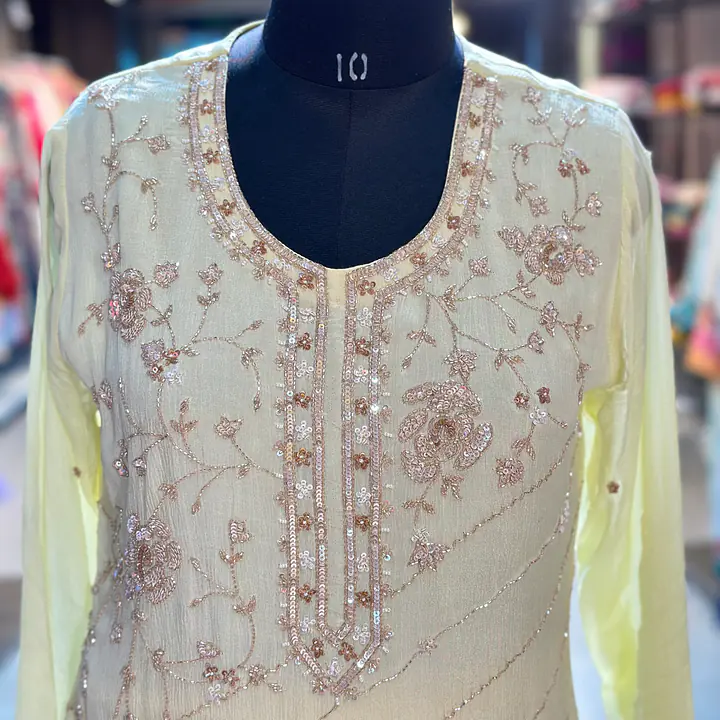 PURE CHINON HANDWORK STRAIGHT SUIT