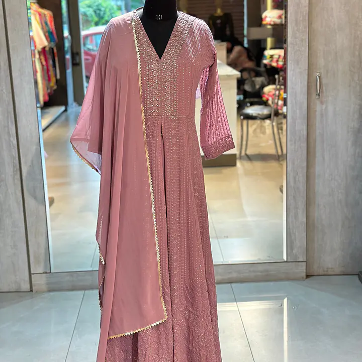 WESTERN FUSION HEAVY WORK ANARKALI SUIT - 40