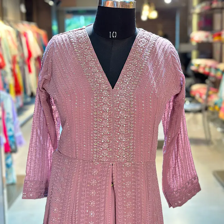 WESTERN FUSION HEAVY WORK ANARKALI SUIT