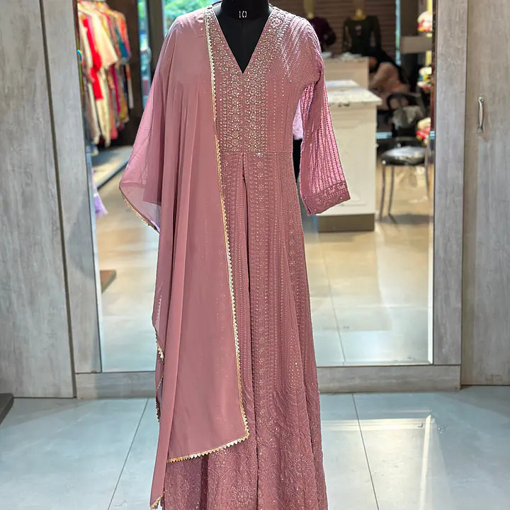 WESTERN FUSION HEAVY WORK ANARKALI SUIT