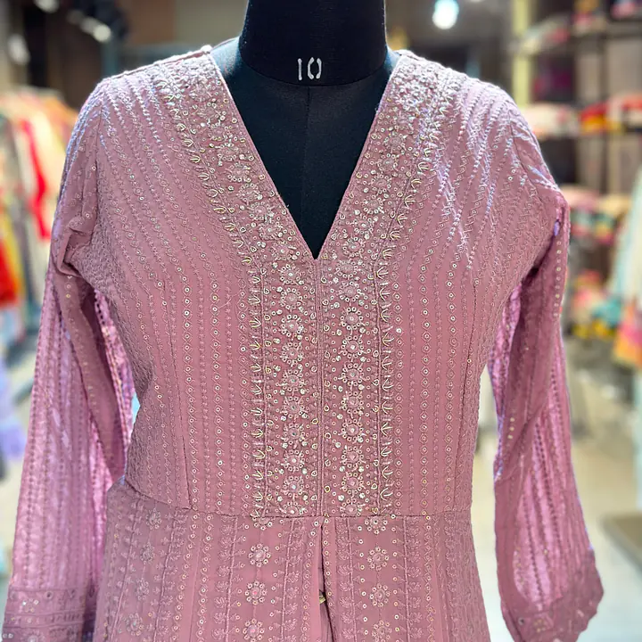 WESTERN FUSION HEAVY WORK ANARKALI SUIT