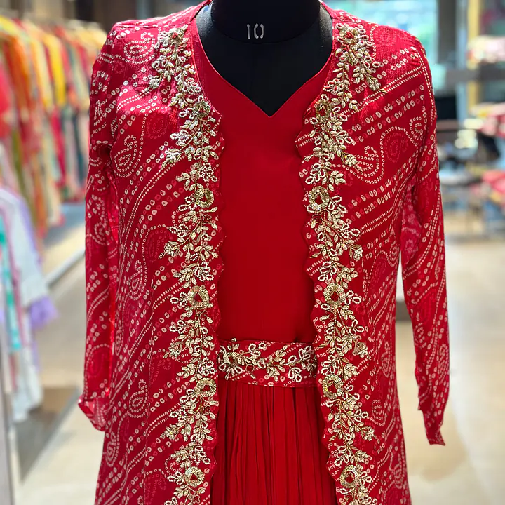 PURE CHINON BHANDEJ GOWN - 42