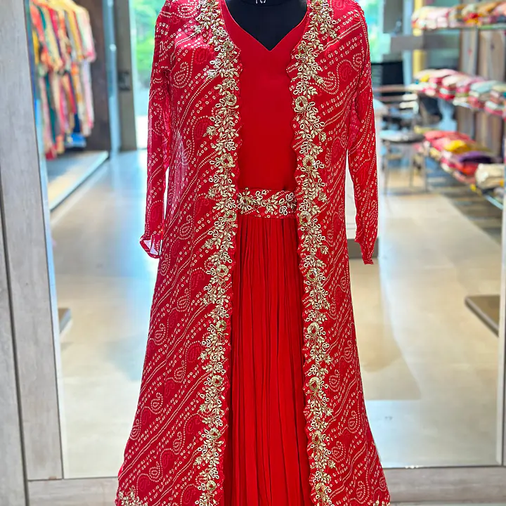 PURE CHINON BHANDEJ GOWN
