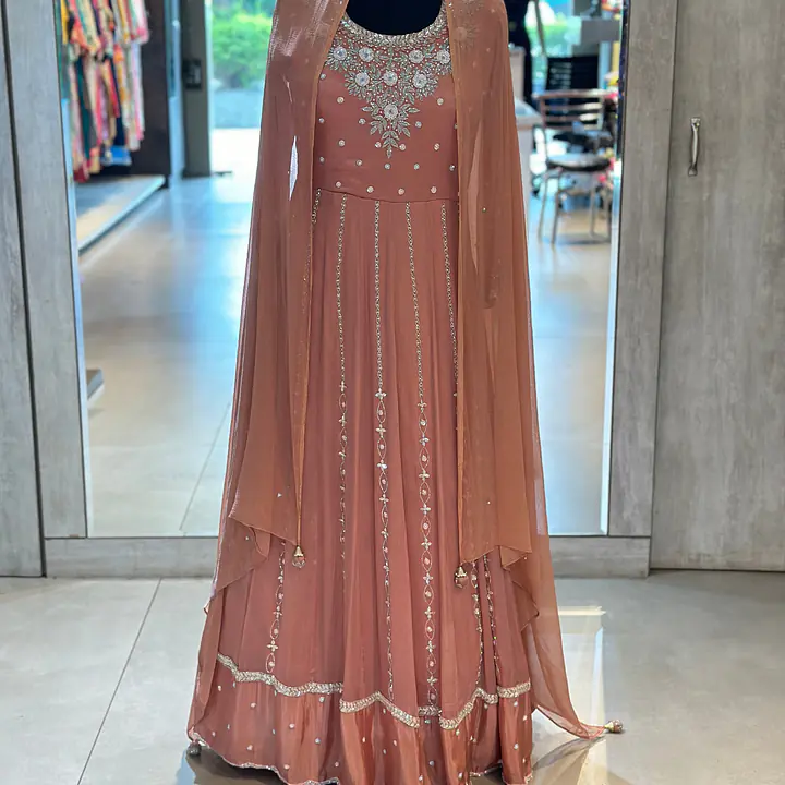PURE CHINON ANARKALI SUIT SET - 38