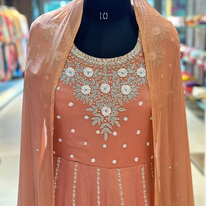 PURE CHINON ANARKALI SUIT SET - 42