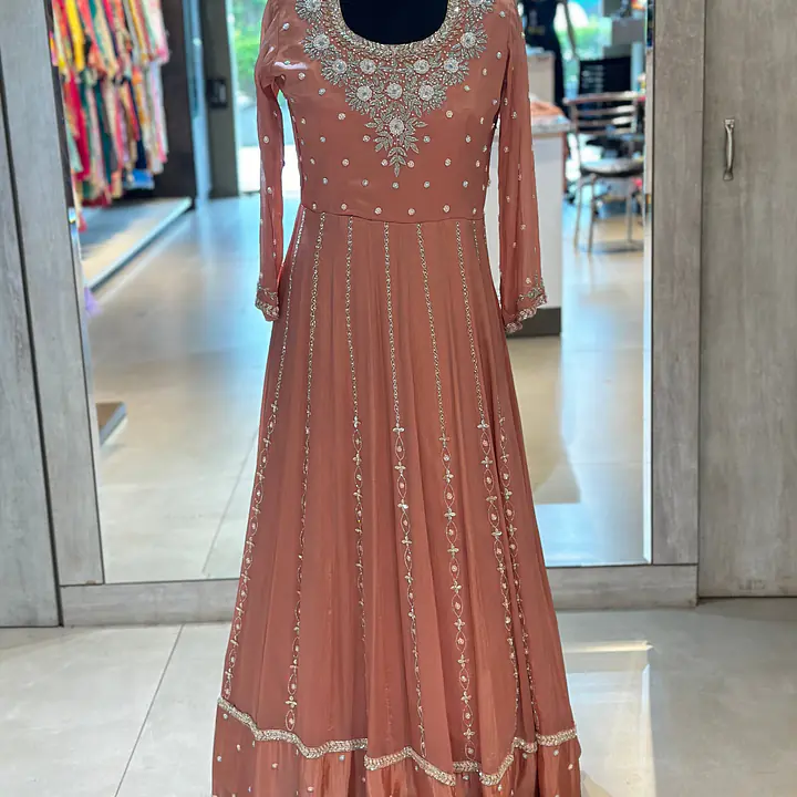 PURE CHINON ANARKALI SUIT SET