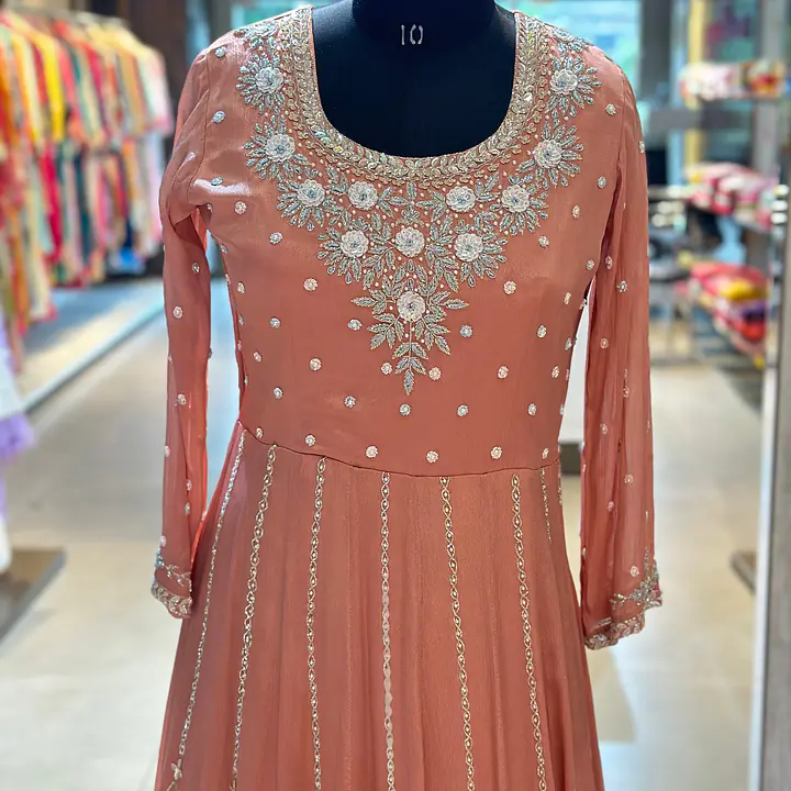 PURE CHINON ANARKALI SUIT SET