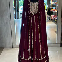 PURE CHINON HEAVY HANDWORK ANARKALI SUIT - 40